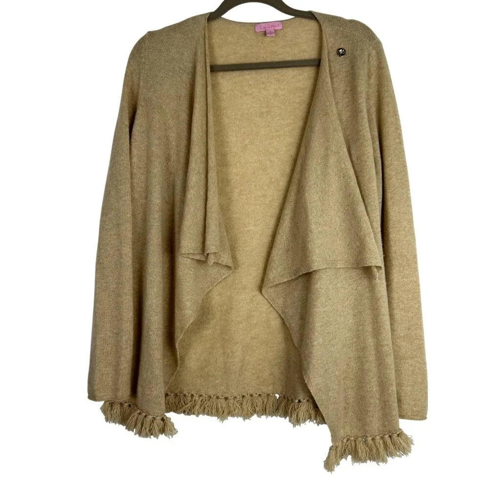 Lilly Pulitzer Cashmere Wrap Cardigan Sweater Jumper Womens Medium Beige - Picture 8 of 10